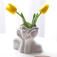 thumbnail image 3 of Jarrón con forma de cara para flores, jarrón con forma de cabeza de niña, jarrón con forma de cuerpo femenino, jarrón de cerámica, elegante y único, floreros de arte moderno para la decoración de la, 3 of 6