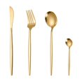 thumbnail image 2 of Xecvkr Stainless Steel 4-Piece Knife fork Spoon Set Western Cutlery Modern Gold Silver Table Upholstery Family Dinner Hotel Home Party Thick Handle Easy Clean 9.6x6.3x1.2in 1PC, 2 of 6
