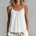 thumbnail image 6 of Uootdi Women's Tops Round Neck Sleeveless Ruched Detail Casual Blouses Summer Vacation Style Lightweight Breathable Loose Fit Shirts Gift, 6 of 7