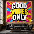 thumbnail image 6 of Good Vibes Only with Letters Stacked Vertically Thick, Inspirational Illustration for Art Lovers, Typography Wall Art, Housewarming Gift, Tapestry Wall Hanging for Bedroom and Dorm, 6 of 7