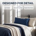 thumbnail image 5 of REGALWOVEN Couch Pillow Cases 1 Pack Soft Pom-poms Velvet Throw Pillow Covers for Farmhouse Home Decor Navy Blue 12" x 20", 5 of 7