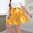 thumbnail image 5 of Plus Size Athletic Shorts Plus Size Women's Shiny High Waisted Pleated Mini Skirt Flared Skater Skirt for Party Club Daily Wear XXL, 5 of 9
