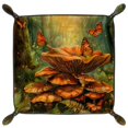 thumbnail image 2 of Women Girls Leather Square Dish Trinket Plate Jewelry Tray for Mothers Day Birthday Gift, Forest Mushrooms Butterflies, 2 of 6