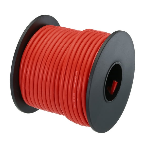 Uxcell 16 Gauge Silicone Wire 16AWG Electrical Wire Stranded Tinned Copper High Temp Hookup Spool 49.2ft Red