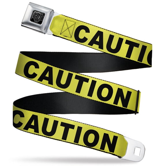 Buckle-Down Belt, Seatbelt Buckle Belt, Caution Yellow Black, 30 to 44 Inches