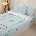 thumbnail image 3 of Catabedysis Pink Loves Zipper Twin Comforter Sets with Fitted Sheet and 2 Pillowcases,Chic Initial L Pattern Zipper Bedding Set For Girls,Colorful Stars Reversible,4 Pieces, 3 of 7