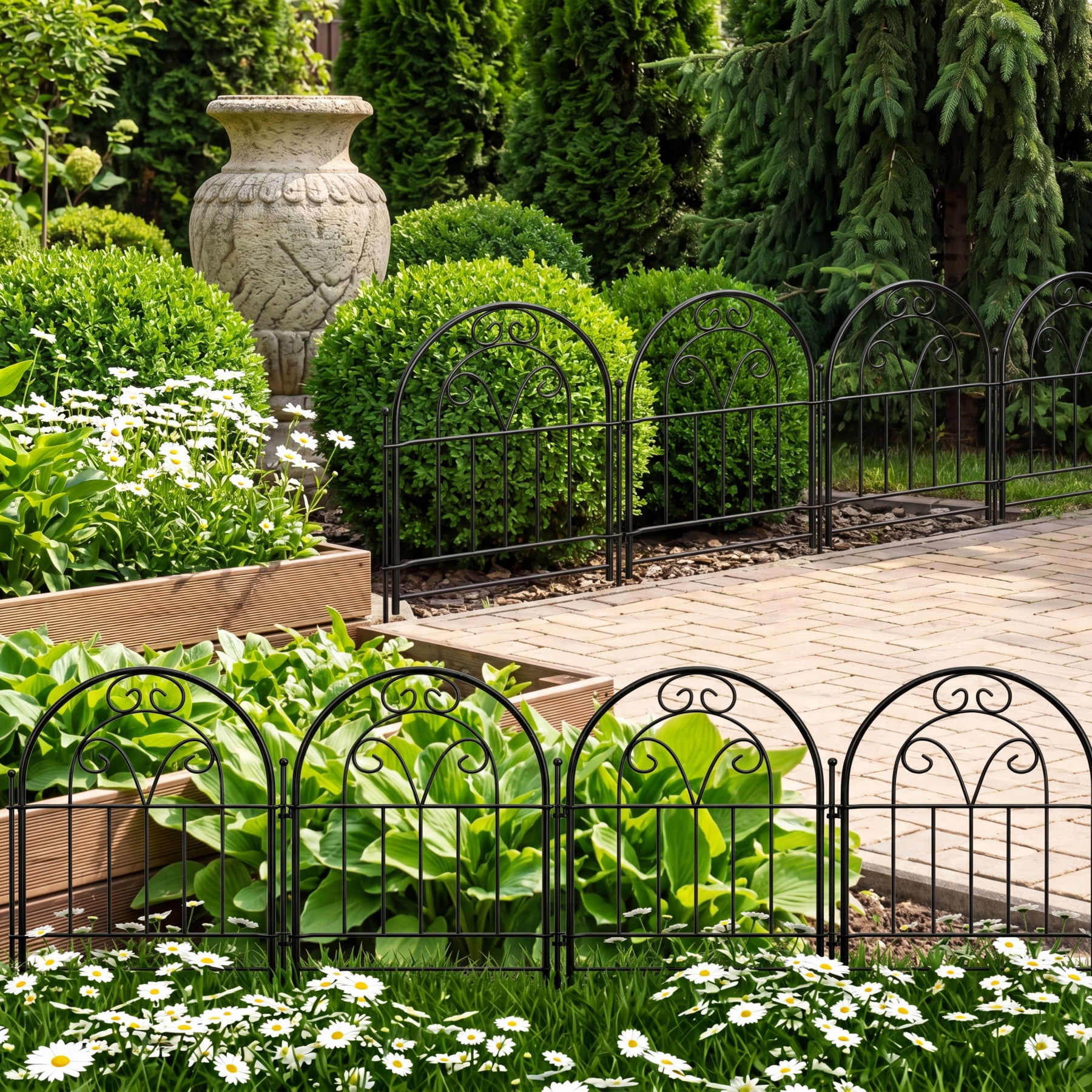 Decorative Garden Fence , 10 Pack Rustproof Metal No Dig Fence Animal Barrier for Dog, Arched Flower Bed Edging Ornamental Wire Border Panel Fencing for Yard Patio Outdoor Decor