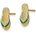 thumbnail image 2 of 14k Yellow Gold 3D W/Green Enamel Flip-Flop Earrings - 11.8mm, 2 of 6