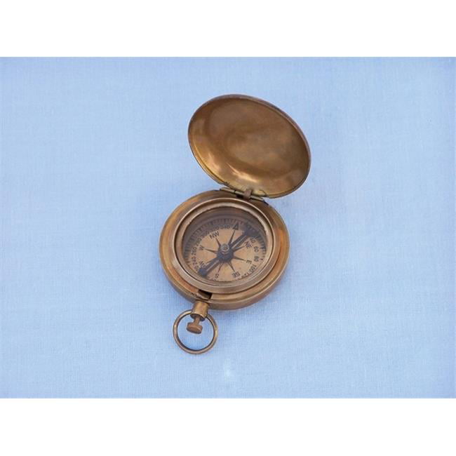 Push Button Solid Brass Handmade Ship Engraved Pocket Compass Gift Decor Item 