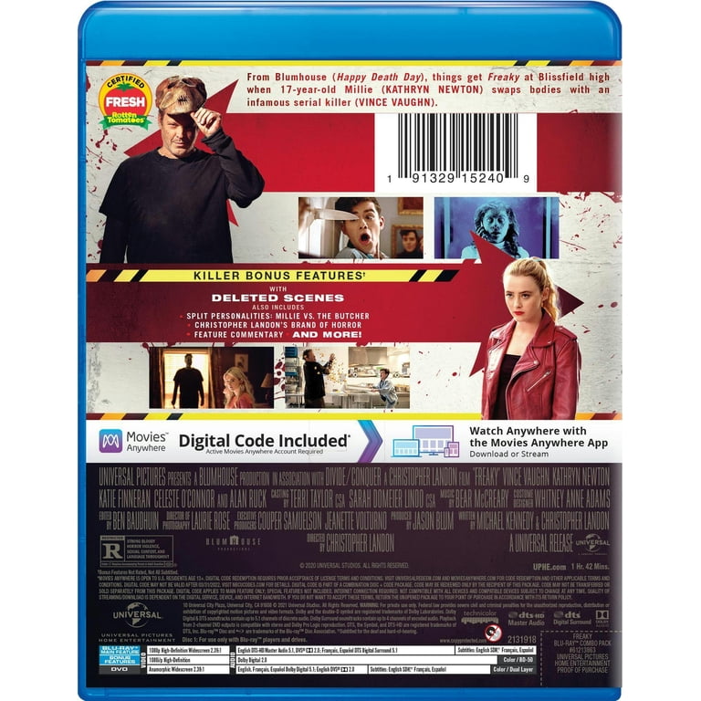 Freaky Blu-ray + DVD + Digital Copy, Thriller Comedy Horror