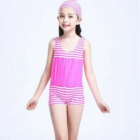 Children Striped Buoyancy Swimming Suits Boys and Girls One-piece ...