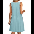 thumbnail image 4 of Vestidos de Verano para Mujer 2025, Sueltos, Informales, Sin Mangas, con Ojales, con Bolsillos, Azul , Talla L, 4 of 6