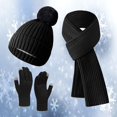 thumbnail image 2 of Bibifish 3 PCS Scarf Hat Gloves Sets For Women Winter Knitted Hat Scarf And Glove Sets Fleece Lined Cold Weather Outdoor Thermal 3 PCS Sets, 2 of 3