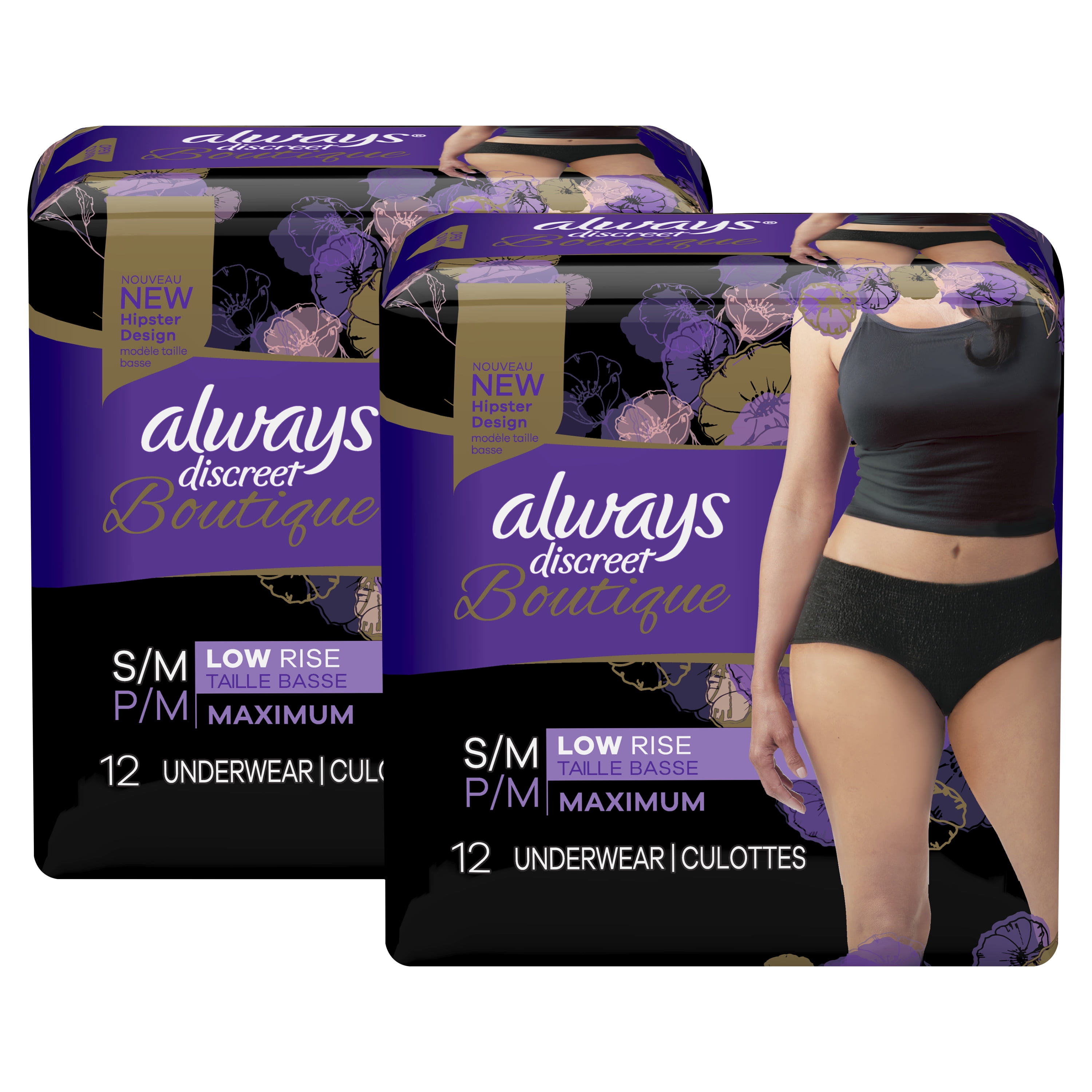 Always Discreet Boutique LowRise Incontinence & Postpartum Underwear S