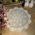 thumbnail image 2 of Lefu Round Lace Table Cloth Flower Tablecloth Vintage Crochet Doily Mats Home Decor, 2 of 9