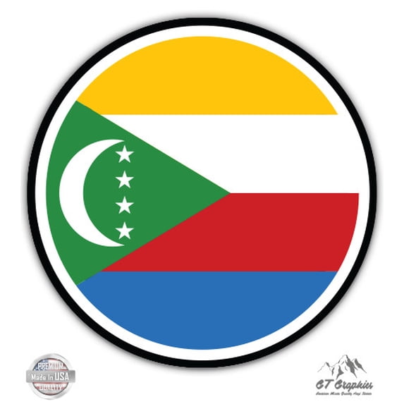 Comoros Flag - 8" Vinyl Sticker - For Car Laptop I-Pad - Waterproof Decal