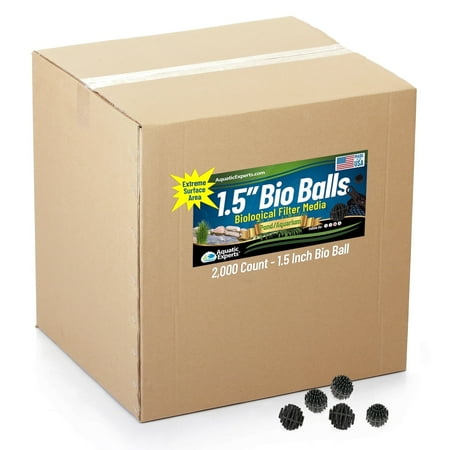 Aquatic Experts - Bio Balls Filter Media for Large Aquarium Pond Filtration with No Mesh Bag 1.5 Inch, 2000 Count