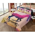 thumbnail image 4 of Ambesonne Abstract Fitted & Top Sheet Set with Shams, Geometric Horse Animal, Cream Pink Purple, 4 of 5