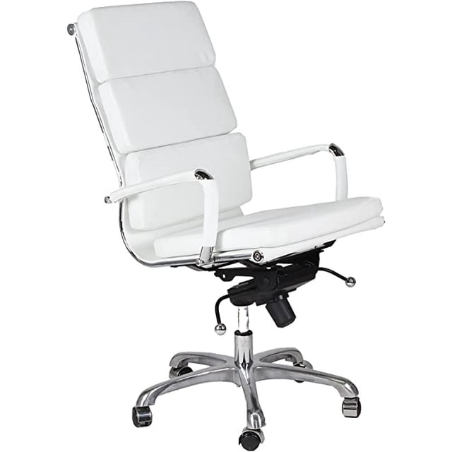 Silla Oficina Ejecutiva Piel blanca Italiana Grupo Microtec Replica Estilo Eames Aluminium Soft Pad Director ergonómica Minimalista Moderna softpad acojinada Negra Conferencia Sala de Juntas Grupo Microtec Eames Soft Pad