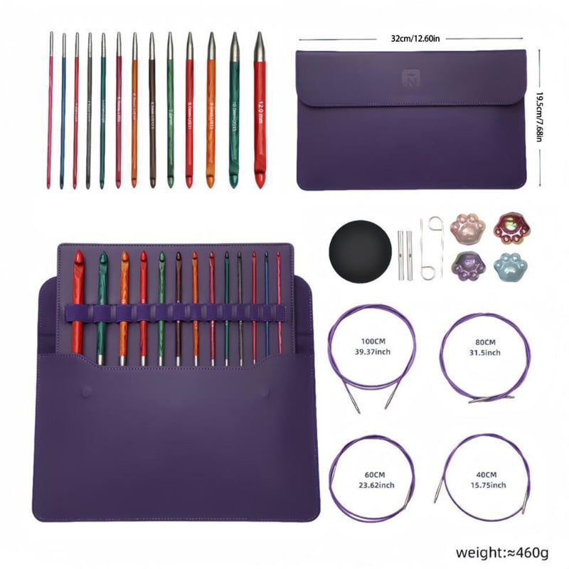 Zecic Afghan Tunisian Interchangeable Crochet Hook Tunisian Crochet Hook Set 3.5-12mm