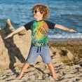 thumbnail image 3 of FORMRS Boys Rash Guard with Short Sleeves UPF 50+ Swim Shirts Sizes 3-12T, Colorful Plants, 3 of 6