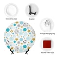 thumbnail image 4 of Picia Gold Stars Blue Dots Pattern Pattern Bone China Decorative Plate – Wall Decor with Stand and Adhesive, Elegant Ornament for Living Room, Office, or Entryway-7in, 4 of 6