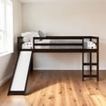 thumbnail image 2 of Tcbosik Loft Bed Twin Size, Wood Bed Frame with Slide and Ladder, No Box Spring Needed, Espresso, 2 of 10