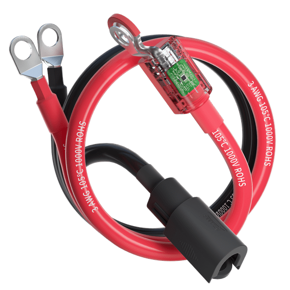 Ampeak 3 AWG 2FT Battery inverter cables, 3/8" M10, Power Inverter Wire(1 Positive & 1 Negtive) UL10269 standards, for Car, Truck, RV, Solar