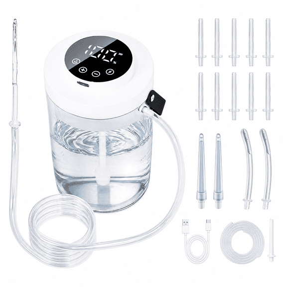 Electric Coffee Enema Bucket Kit  1.5L (2 Quart) Colon Cleanse & Detox System for Men & Women, 100-Level Adjustable Water Pressure, LCD Display, 16 Nozzles, Cordless & Travel Ready