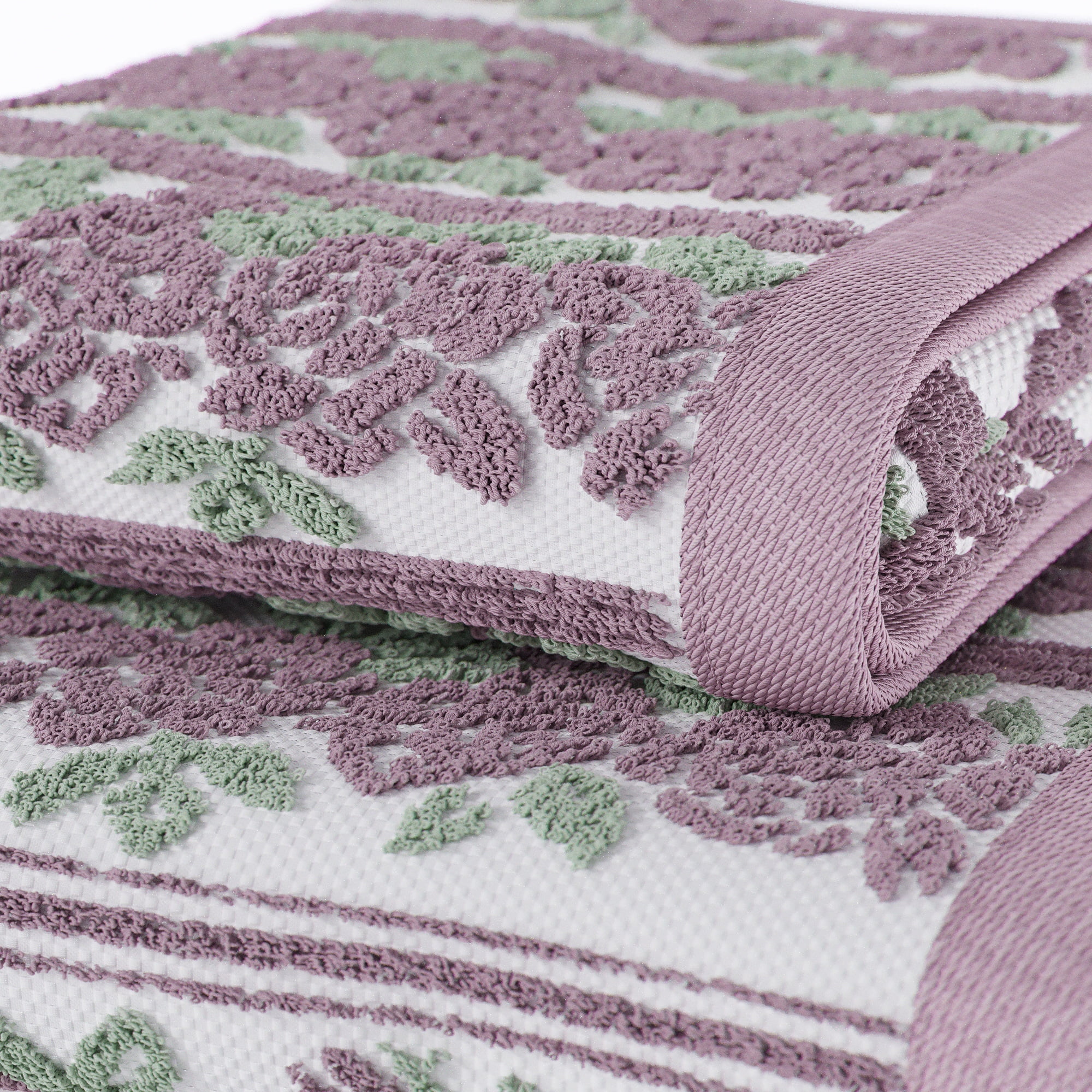Beautiful by Drew Barrymore Wallpaper 4-Piece Bath Towel Set, 100% Cotton, Rose Pink