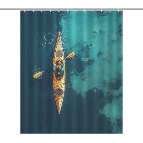 Colorful Kayaks Glide Across The Lake Shower Curtain Modern Home Bathroom Bathtub Decor Waterproof Fabric with 12PCS Hooks