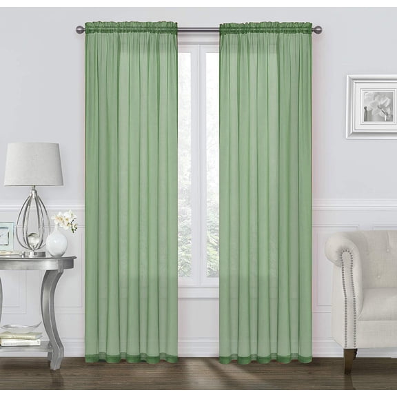 Coastal Pastel Colored Sheer Voile Window Curtains - Assorted Colors