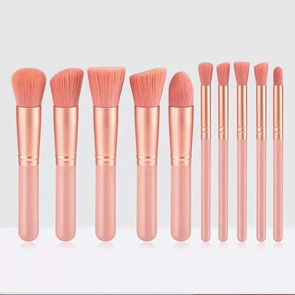 10 Piece Makeup Foundation Brush Set For Application And Blending Beauty Tools
