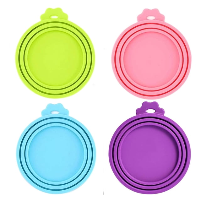 Tapas de silicona para latas de comida para mascotas Giozoc, paquete de 4, universales