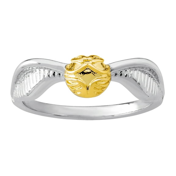 Harry Potter Women's Golden Snitch Silver Plated Two Tone Ring, Size 6