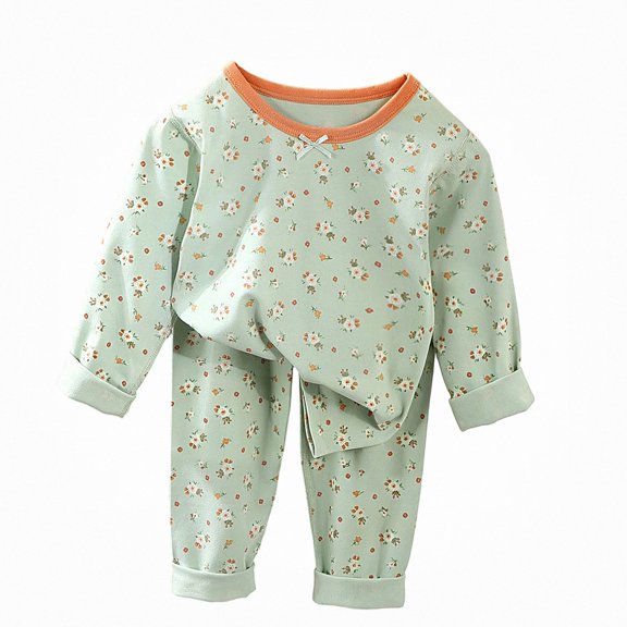 ITSAME Girls Outfit Long Sleeve Crewneck Pullover and Pants 2-Piece Floral Print Loungewear Set Size 2T