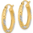 thumbnail image 2 of 14K Yellow & Rhodium White Diamond-Cut Satin Hoop Earrings (21.65 X 19.92) Made In Peru tf1055, 2 of 5