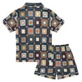 thumbnail image 2 of FORMRS Kids Short Sleeve Top and Pants Pajama Set Unisex Satin 2-Piece Sleepwear, Sizes 5-6Y, Square Harmony, 2 of 8