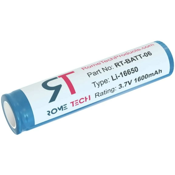 ICR 16650 3.7V 1600mAh Flat Top Rechargeable Battery - Unprotected Lithium Ion (Li-ion) Battery for Flashlights Torches and Other Devices