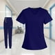 thumbnail image 5 of Conjunto De 2 Uniformes Médicos Para Mujer, Camiseta De Cuello En V, Pantalones De Jogging, Uniformes De Enfermería XXL, Azul Oscuro, 5 of 6