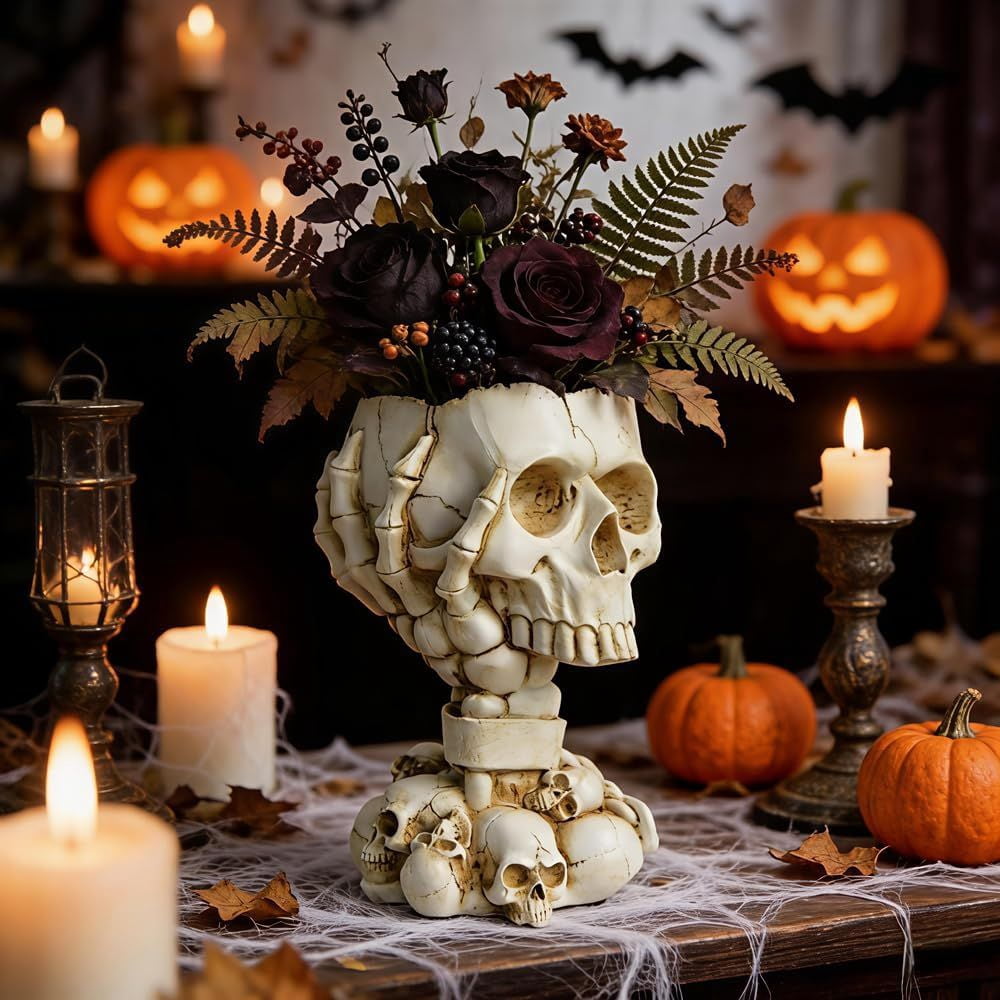 Steampunk Skull Planter Flowerpot with Drainage Hole for Gothic Plants