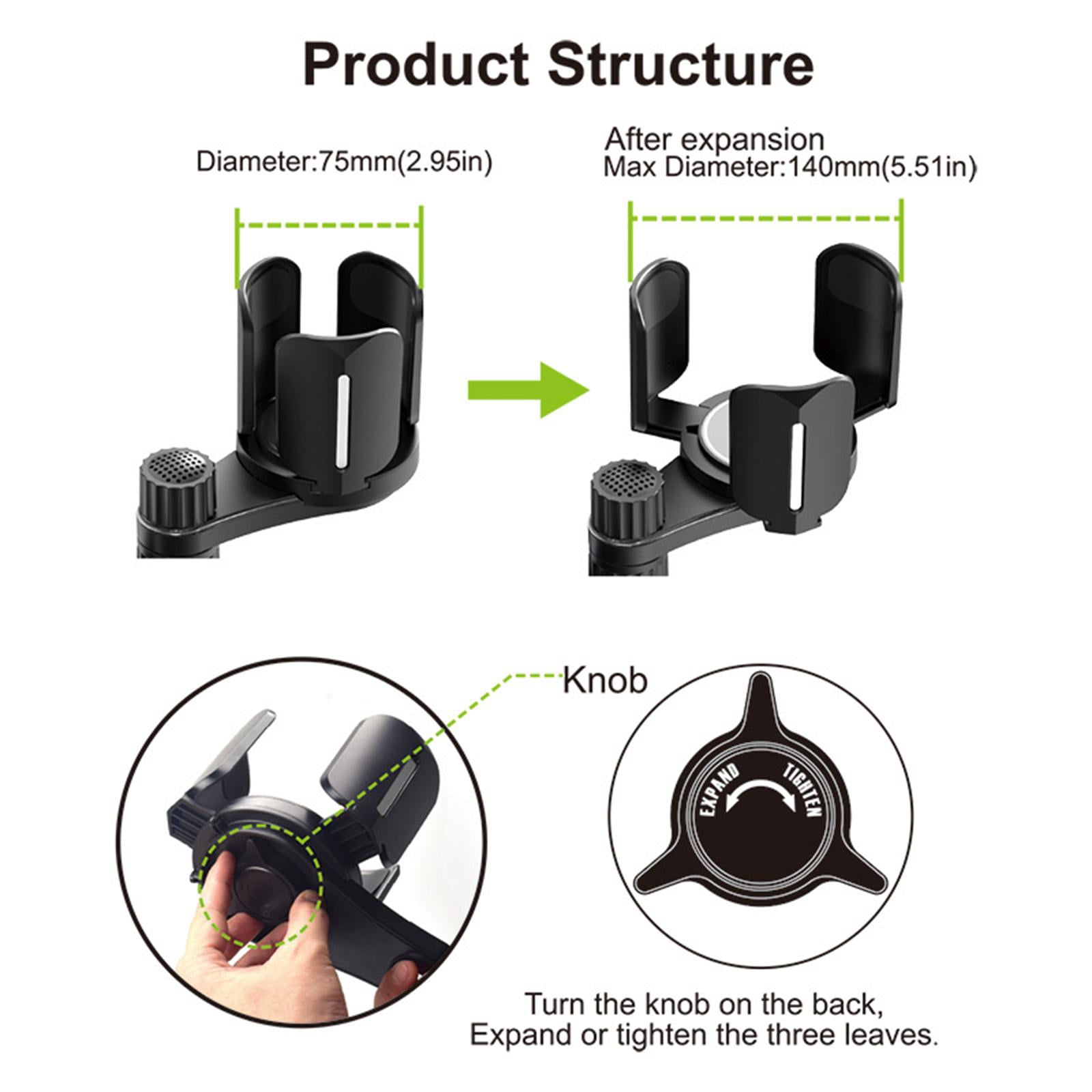 Expanseur Porte-Gobelet Voiture - Double Emplacement Réglable Pour Bouteilles 0,4L à 1,5L Et Téléphone - 4
