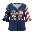 thumbnail image 4 of WEIWEN 4th of July V Neck Shirts for Women 2026 Casual American Flag USA Graphic Patriotic T-Shirt Memorial Tops Party Tees Blue, XL, 4 of 4