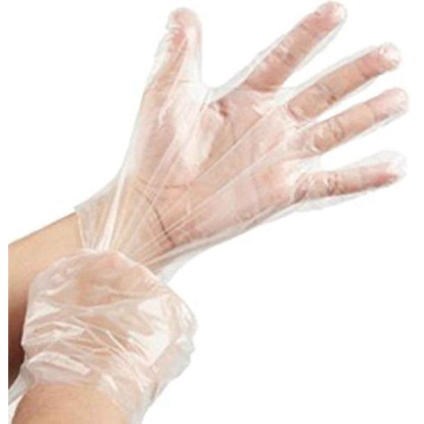 Efavormart Pack of 100 Clear Plastic Disposable Gloves, Powder Free