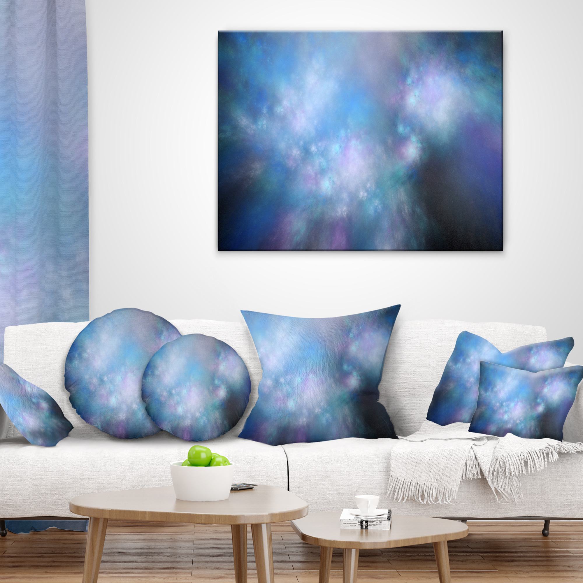 Designart Perfect Light Blue Starry Sky - Abstract Throw Pillow - 12x20