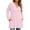 Pink, variant on 2025 New Fashion Plus Size Women's Loose Casual Solid V-neck Side Slit With Pockets Long Sleeved Top