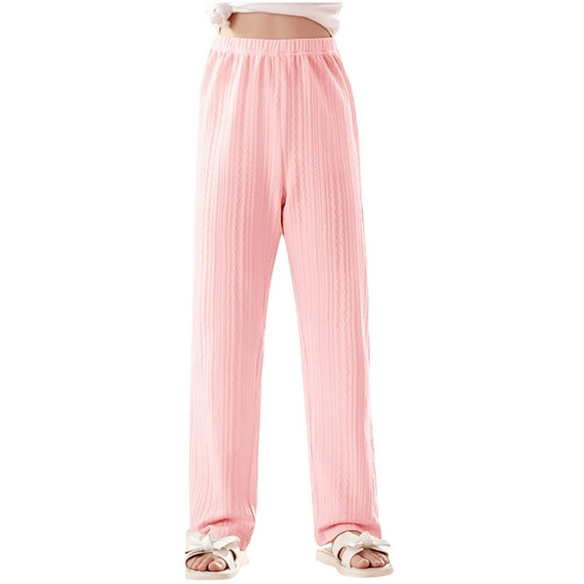 Odeerbi 3-14 Años Niños Niñas Pantalones Pijama Verano Algodón Pantalones Ropa de Dormir Transpirable Color Sólido Elástico Casual Deportes Pantalones