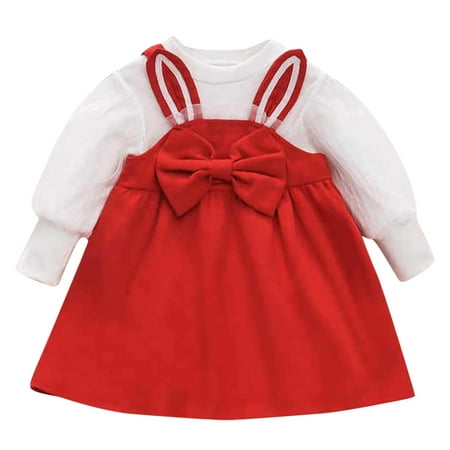 

LBECLEY New Born Wrapping Blanket Toddler Girls Winter Long Sleeve Puff Sleeve Tops Rabbit Ears Bowknot Dress Princess Dress Outfits 5T Girl Outfit Set Red 5