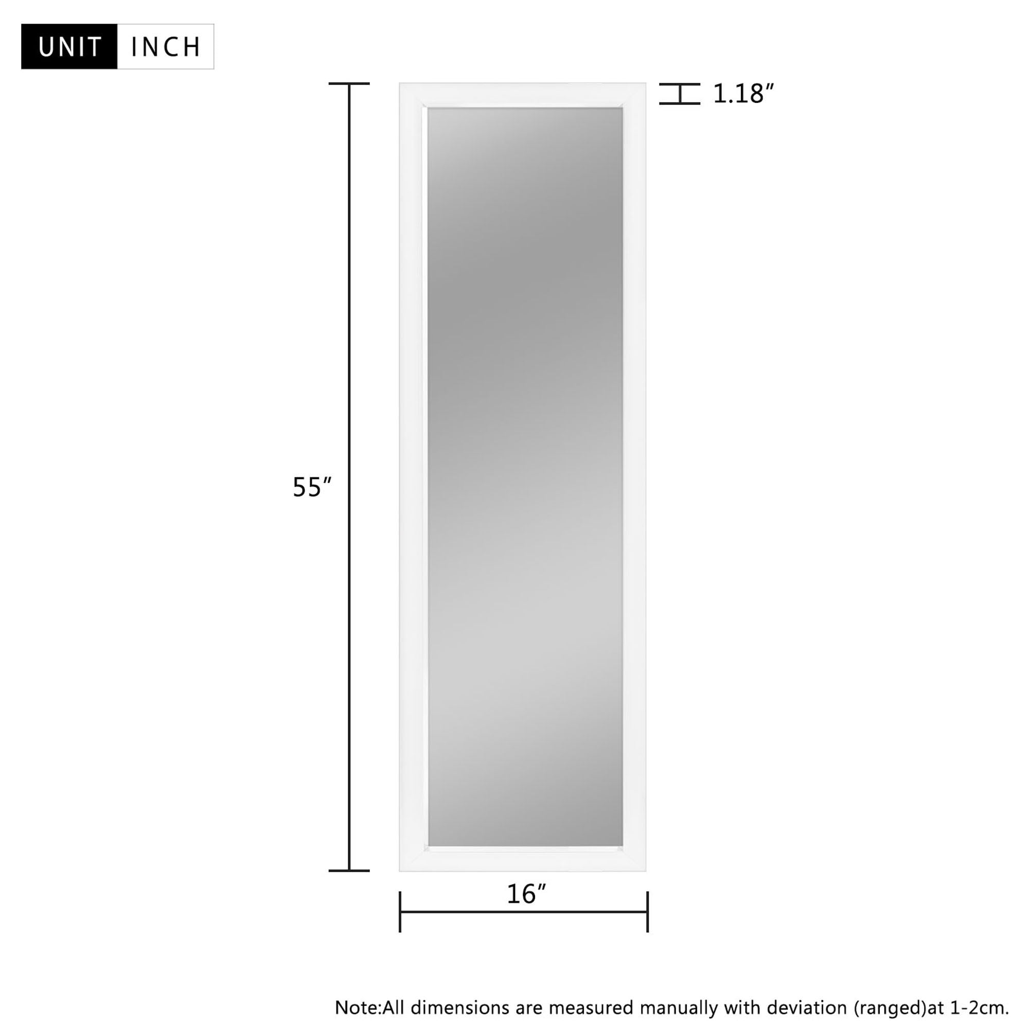 Full Length Mirror Floor Wall Mounted Leaning Hanging Rectangle White 55"x16"