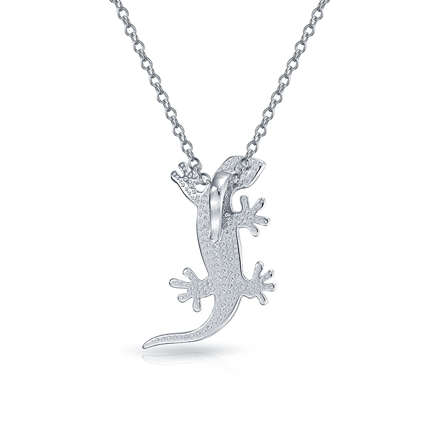 Sterling Silver Gecko Lizard Necklace